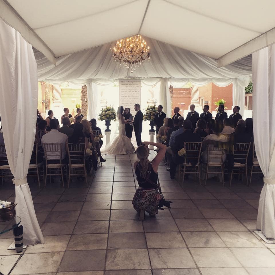 Wedding ceremony at mansion on Forsyth Park