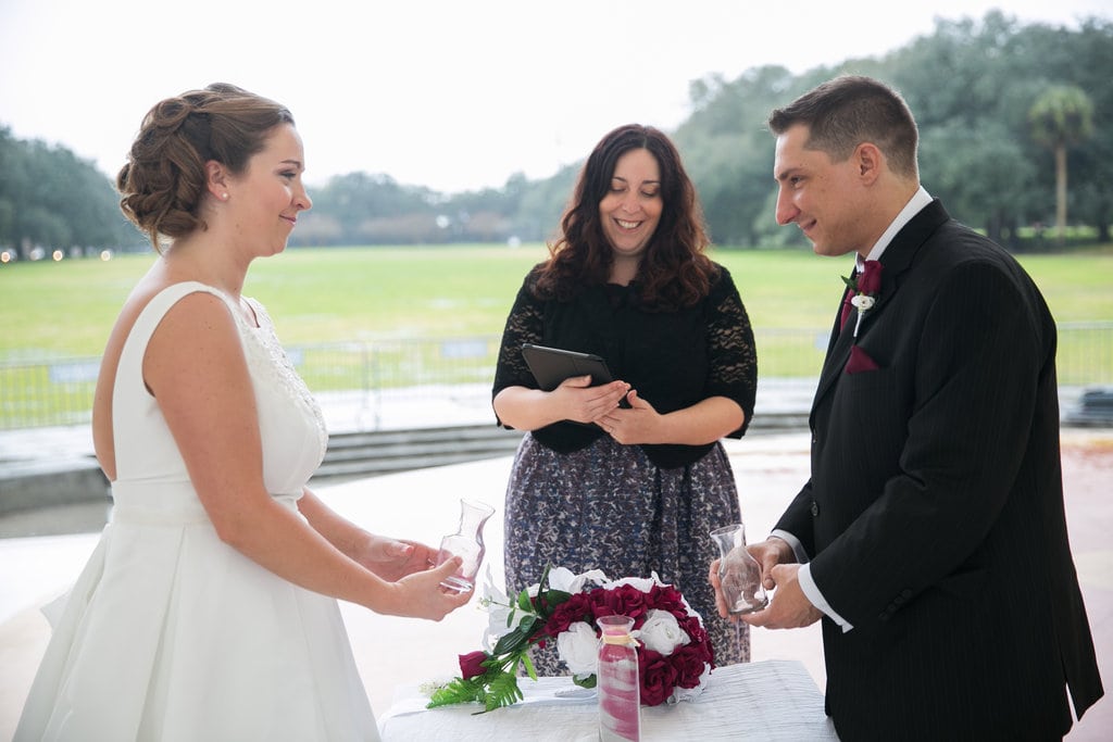 sand ceremony ritual in Savannah wedding ceremony