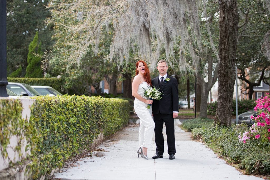 bride in pantsuit