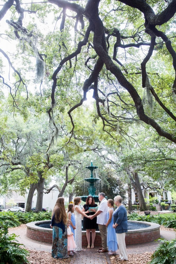 small wedding ceremony in lafayette square savnnah