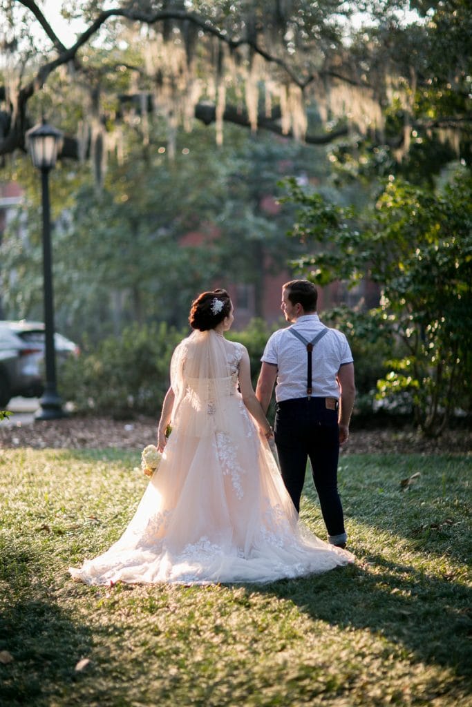 peach wedding dress